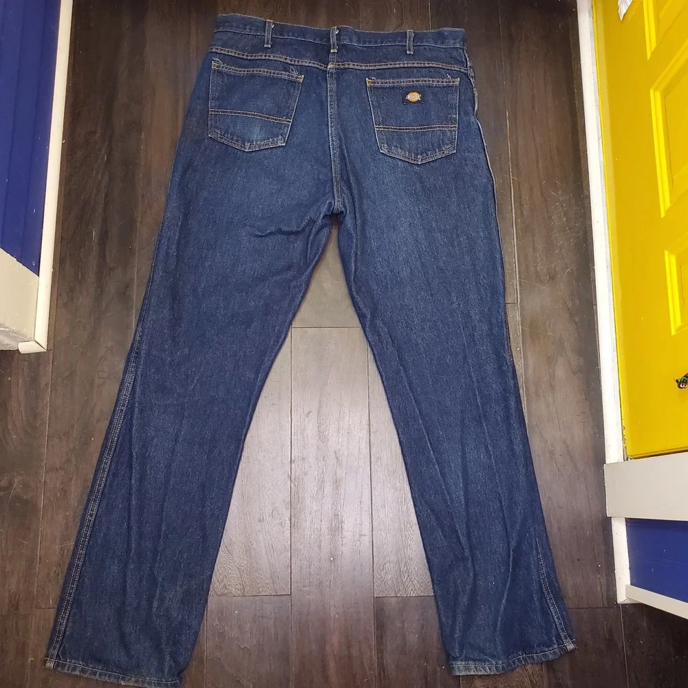 Dickies Jeans Mens 38x34 Straight Fit Blue Denim Workwear Classic Durable